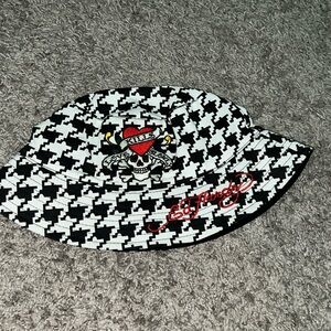 Ed Hardy Black and White Houndstooth Hat
